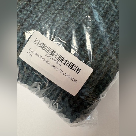 Aran Crafts Men's Fisherman Deep Green Moss Crewneck chunky knit Sweater L - Picture 4 of 5